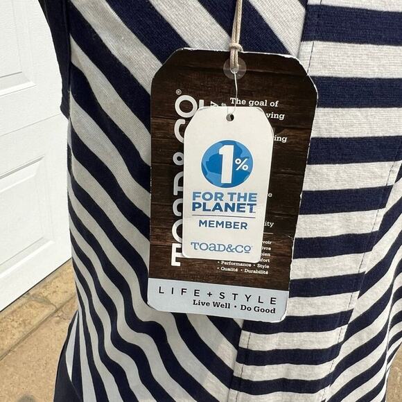 Toad & CO long dress, navy with white stripes, tank style, women's size S - Picture 6 of 8